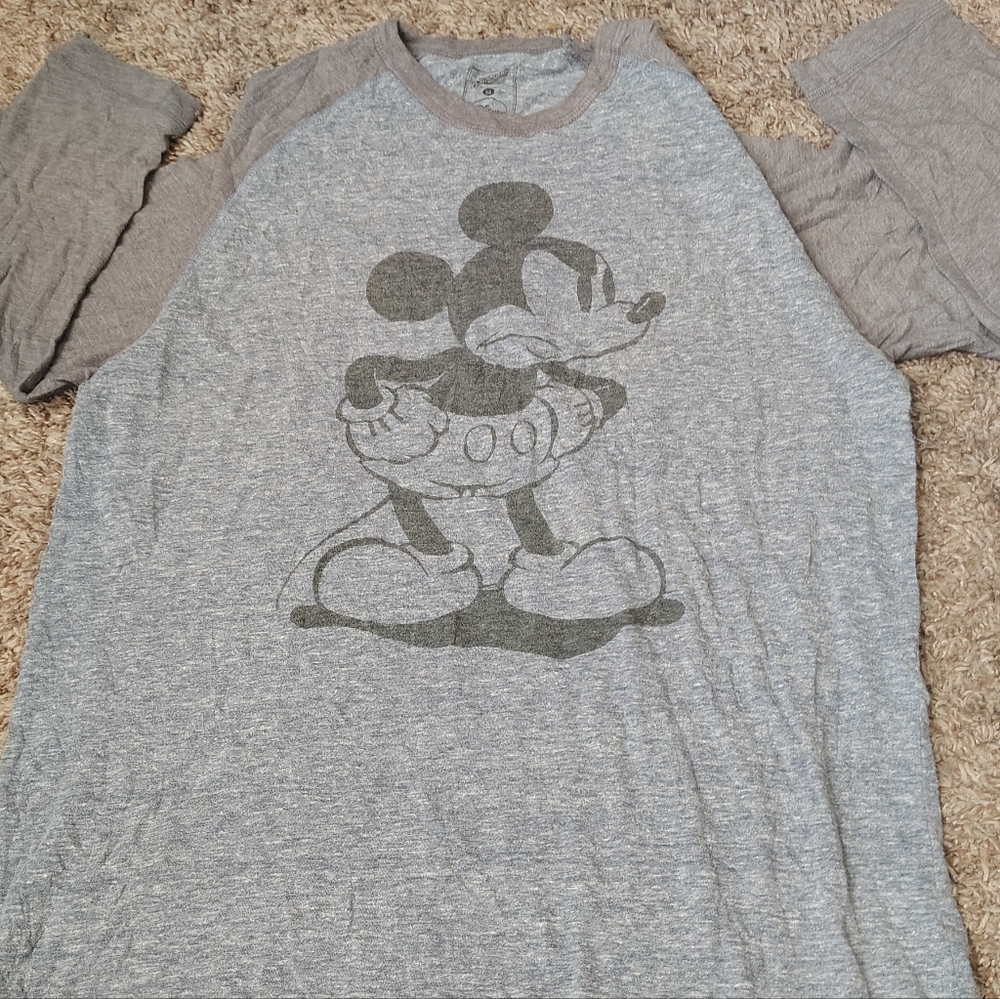 Disney Gray Heather Mickey Head Short Sleeve Tee